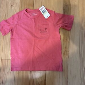 Vineyard Vines Kids Coral Pink Whale Pocket Tee